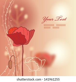 Greeting card with red flowers