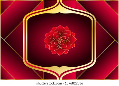 A greeting card with red and gold gradient with flower in center also can used for invitation, wallpaper, flyer ,happy new year background and many more.