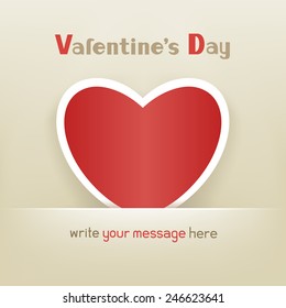The greeting card with a red heart on Valentine's Day