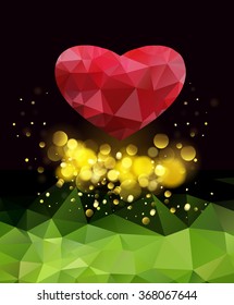 Greeting card with red heart.Happy Valentines Day.