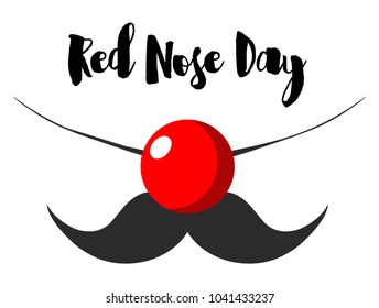 Greeting card of Red Nose Day. Vector illustration. Flat design.