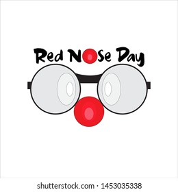 Greeting card of Red Nose Day. Vector illustration. Flat design