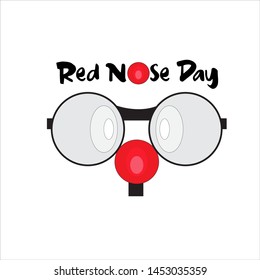 Greeting card of Red Nose Day. Vector illustration. Flat design
