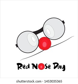 Greeting card of Red Nose Day. Vector illustration. Flat design