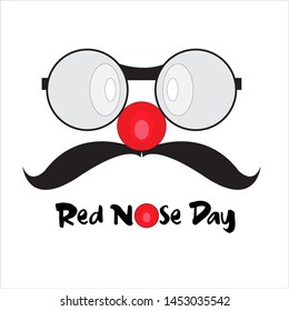Greeting card of Red Nose Day. Vector illustration. Flat design