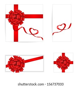 Greeting Card with Red Ribbon. Vector.