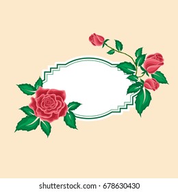 Greeting card with red roses for used for wallpaper; printing on the packaging paper; textiles