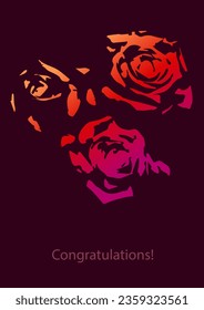 Greeting card with red roses. Valentines Day greeting card. Vector illustration for poster, cards, flyer, invitation cards. 