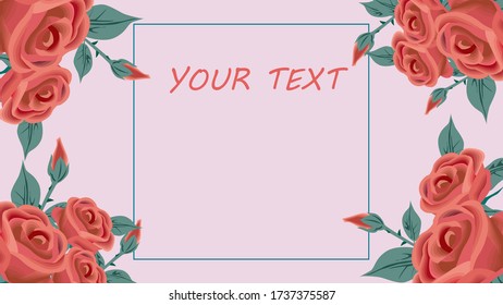 Greeting card with red roses. Vector image, eps 10