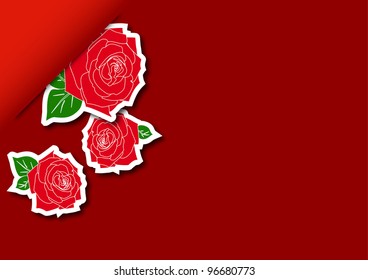 Greeting card with red roses vector illustration