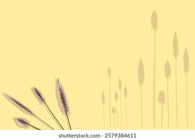 greeting card with reed decoration on yellow background