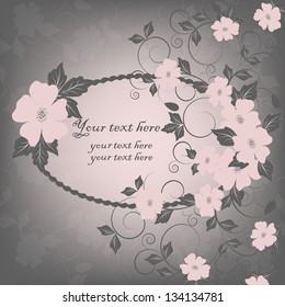 Greeting card in retro style. Abstract floral background or invitation. Wedding card