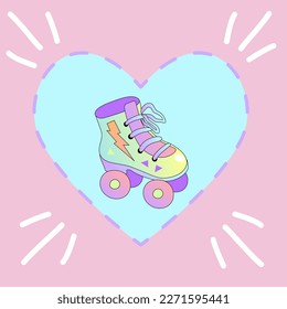 Greeting card with roller skate. Vector illustration.