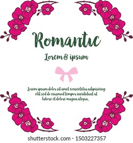 Greeting card romantic with style ornament of purple wreath frame. Vector