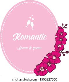 Greeting card romantic with style ornament of purple wreath frame. Vector
