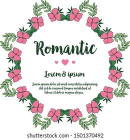 Greeting card romantic with vintage pink flower frame background. Vector