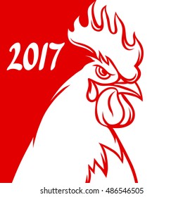 Greeting card with rooster symbol of 2017 by Chinese calendar.