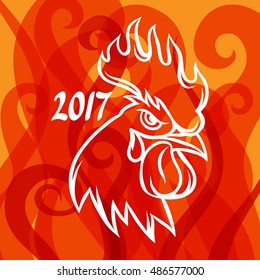 Greeting card with rooster symbol of 2017 by Chinese calendar.