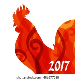 Greeting card with rooster symbol of 2017 by Chinese calendar.