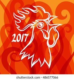 Greeting card with rooster symbol of 2017 by Chinese calendar.