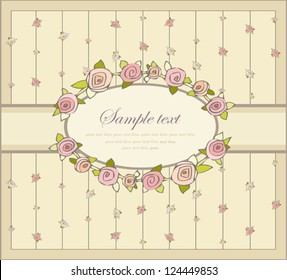 Greeting card with rose. Illustration  roses. Beautiful decorative framework with flowers.