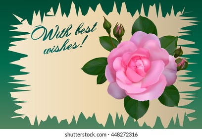 Greeting card with a rose, saying "With best wishes".