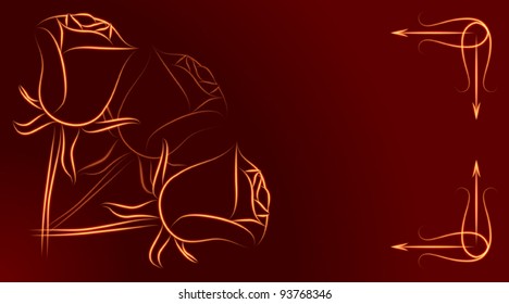 Greeting card with roses and borders. Gradient mesh. Eps10