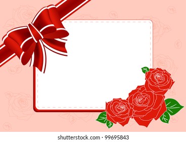 Greeting Card with roses, a bow and place for text