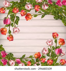 Greeting card with roses, can be used as invitation card for wedding, birthday and other holiday and summer background. EPS 10 vector file included