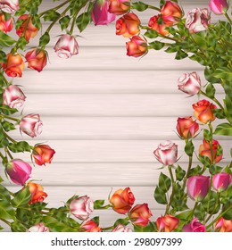 Greeting card with roses, can be used as invitation card for wedding, birthday and other holiday and summer background. EPS 10 vector file included
