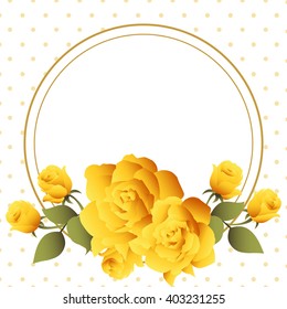 Greeting card with roses, can be used as invitation card for wedding, birthday and other holiday and summer background. Vector illustration.