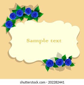 Greeting card with roses on a yellow background