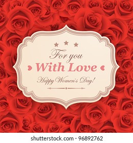 Greeting card with roses and place for text.