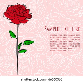 Greeting card with roses, vector