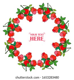 Greeting card with Roses. Victorian. Space for text. Vector illustration for web design or print.