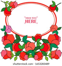 Greeting card with Roses. Victorian. Space for text. Vector illustration for web design or print.