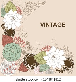 Greeting card with roses, watercolor, can be used as invitation card for wedding, birthday and other holiday and summer background. Vector illustration.
