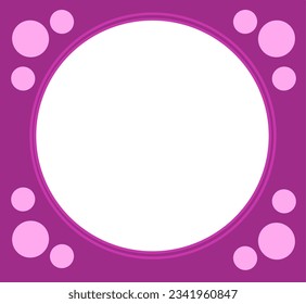 Greeting card with a round decorative frame for the inscription on a purple background