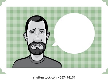 Greeting card with sad bearded guy 