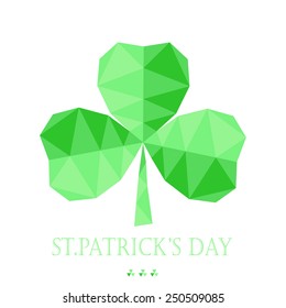 greeting card with Saint Patrick's day in low poly style   