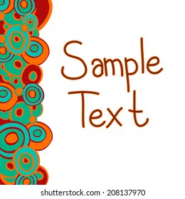 Greeting card with sample text with hand drawn circles, clipping mask is used, vector illustration