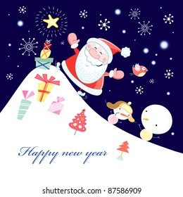  Greeting card with Santa Claus