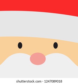 Greeting card with Santa Claus big head face. Merry Christmas background. Vector illustration

