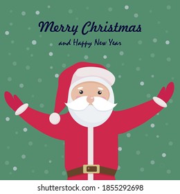 
A greeting card with Santa Claus. Merry Christmas and Happy New Year. Vector illustration.