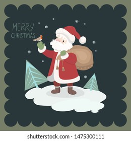 Greeting card with Santa Claus. Vector graphics.