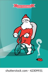 greeting card with santa and ladybug
