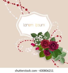 Greeting card or Save the date background with frame and flower.