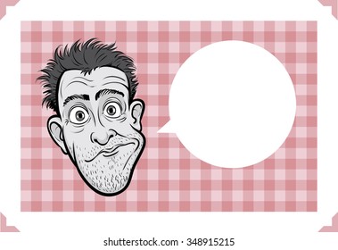 Greeting card with sceptic man face - just add your text
