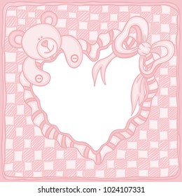 Greeting card in scrapbook style with photo frame perfect for a baby girl