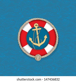 Greeting card with sea decorative elements